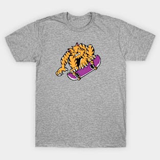 Skateboarding Tiger Cartoon T-Shirt